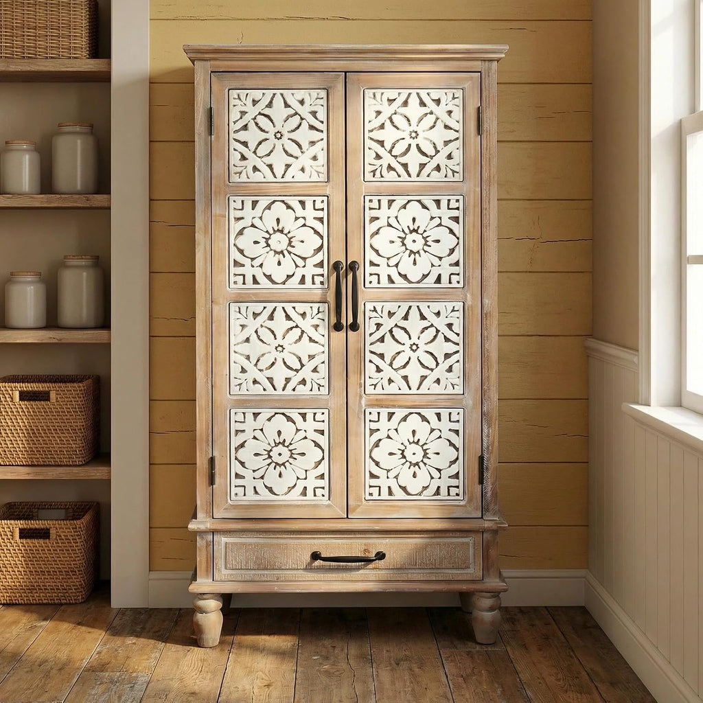 Solid Wood Tall Kitchen Pantry Cabinet