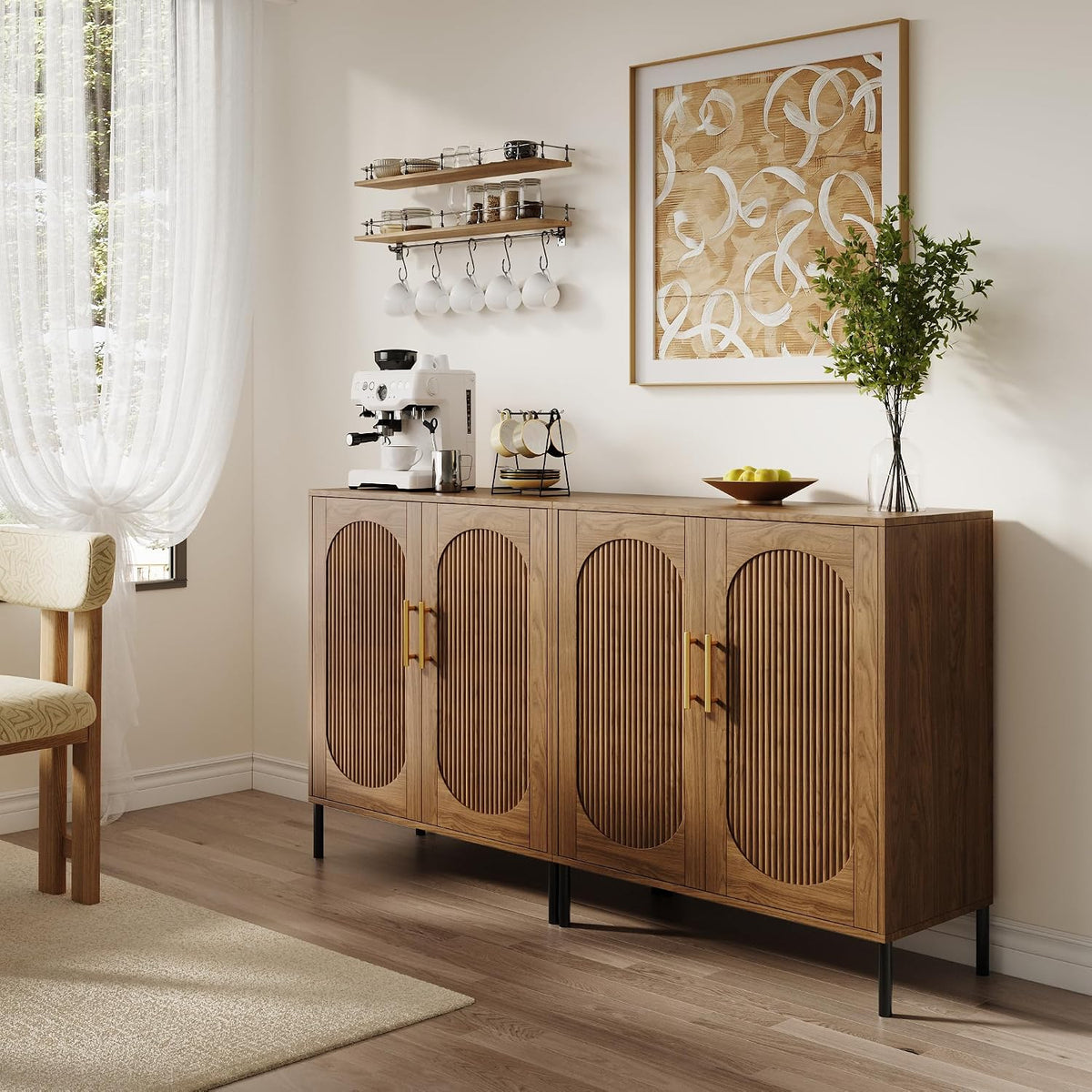Modern Fluted Storage Sideboard Buffet Cabinet