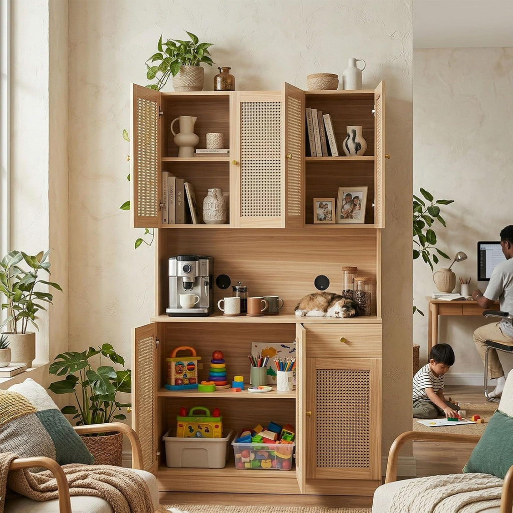 Tall Freestanding Kitchen Pantry Storage Cabinet