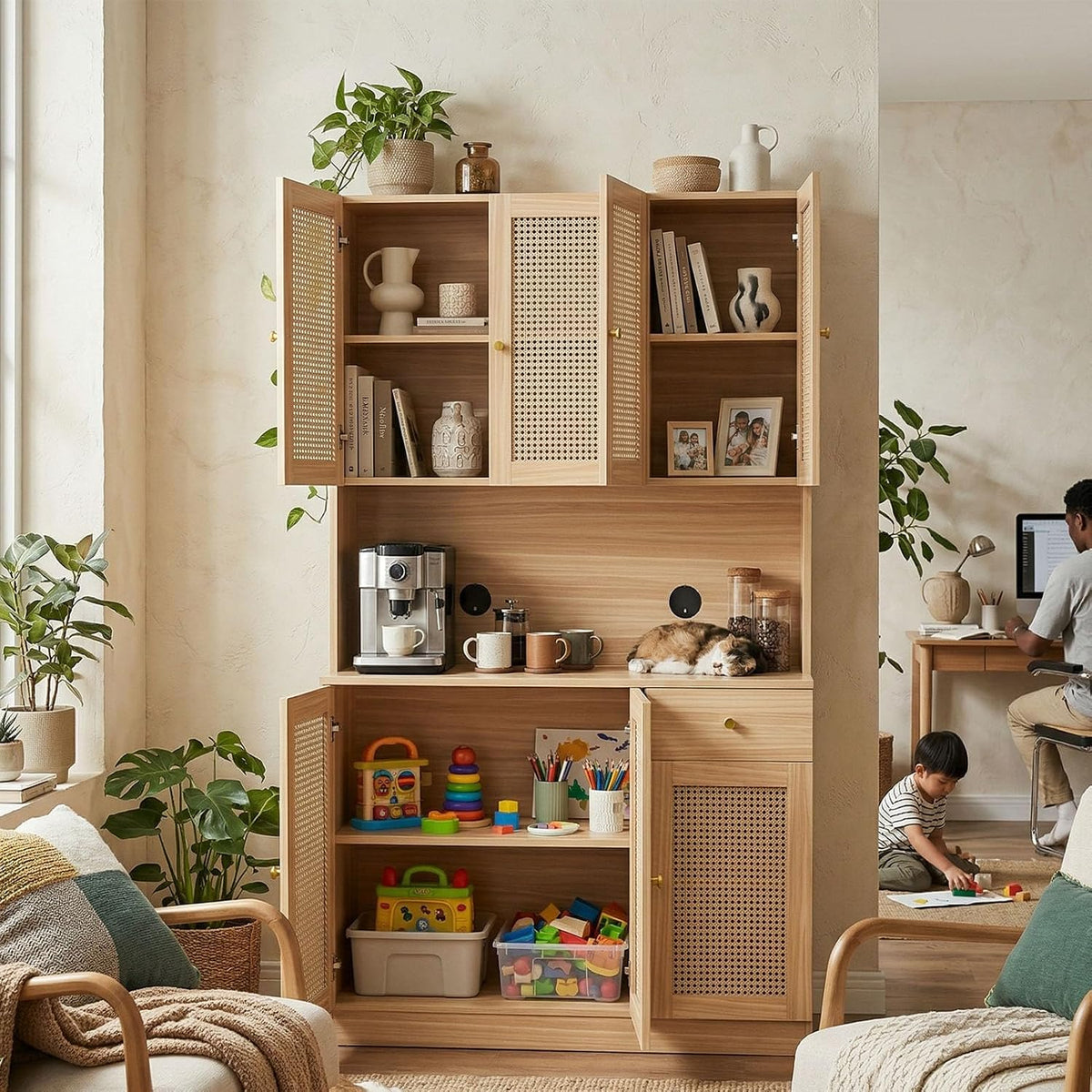 Tall Freestanding Kitchen Pantry Storage Cabinet