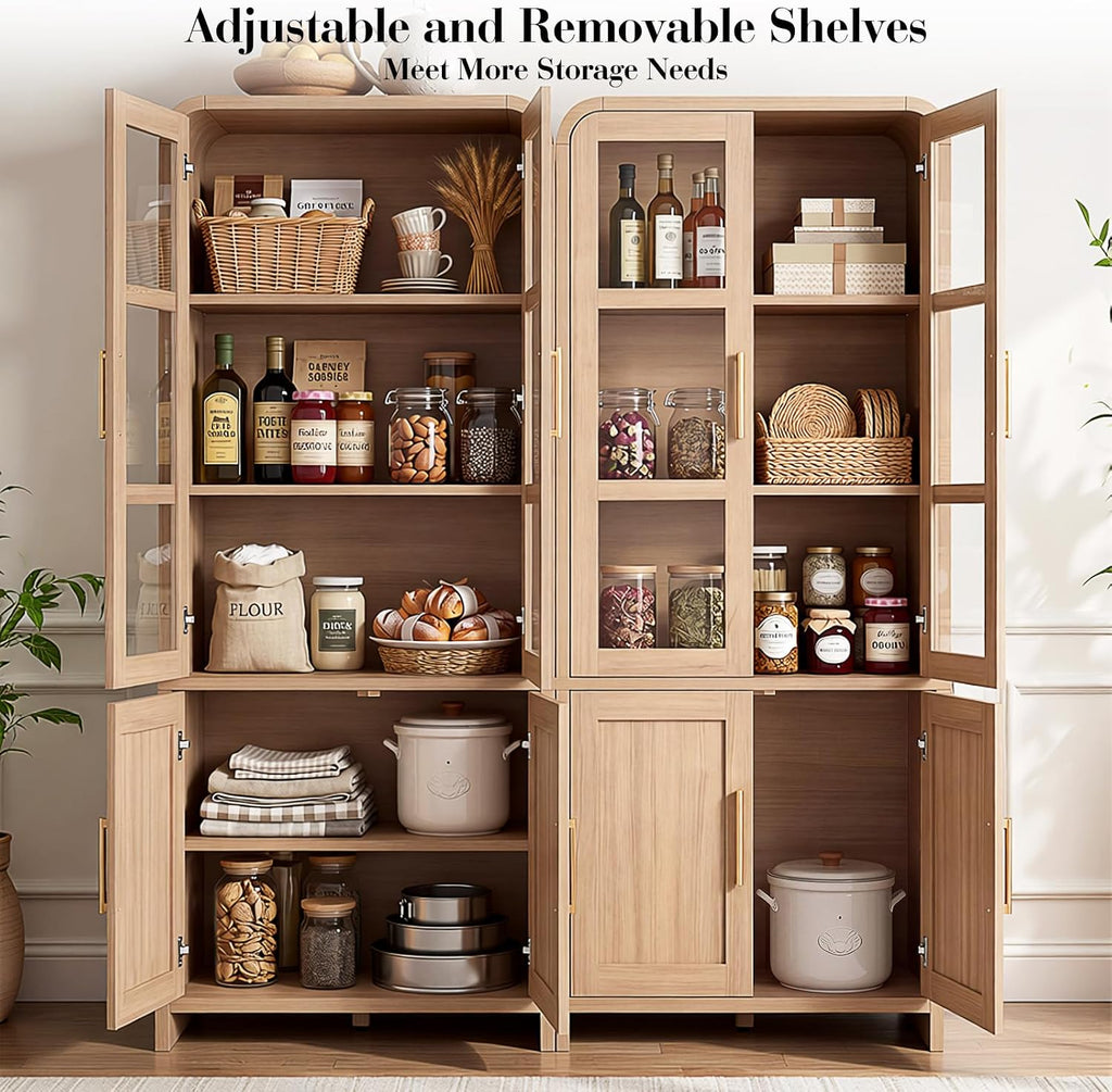 Tall Oak Freestanding Kitchen Pantry Cabinet