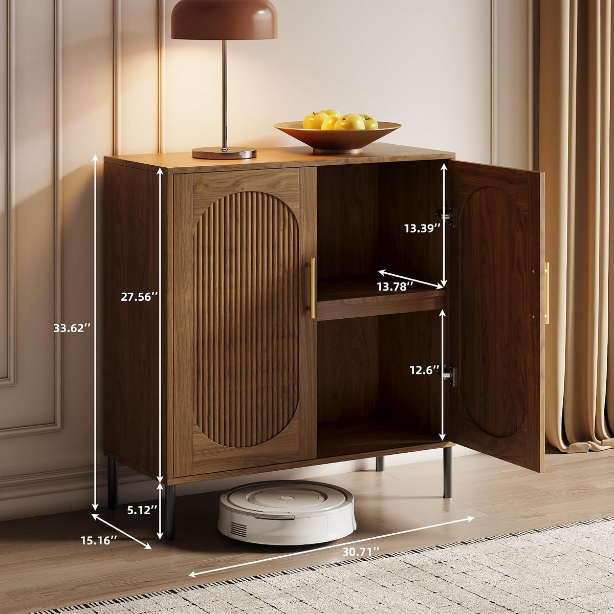 Modern Fluted Storage Sideboard Buffet Cabinet