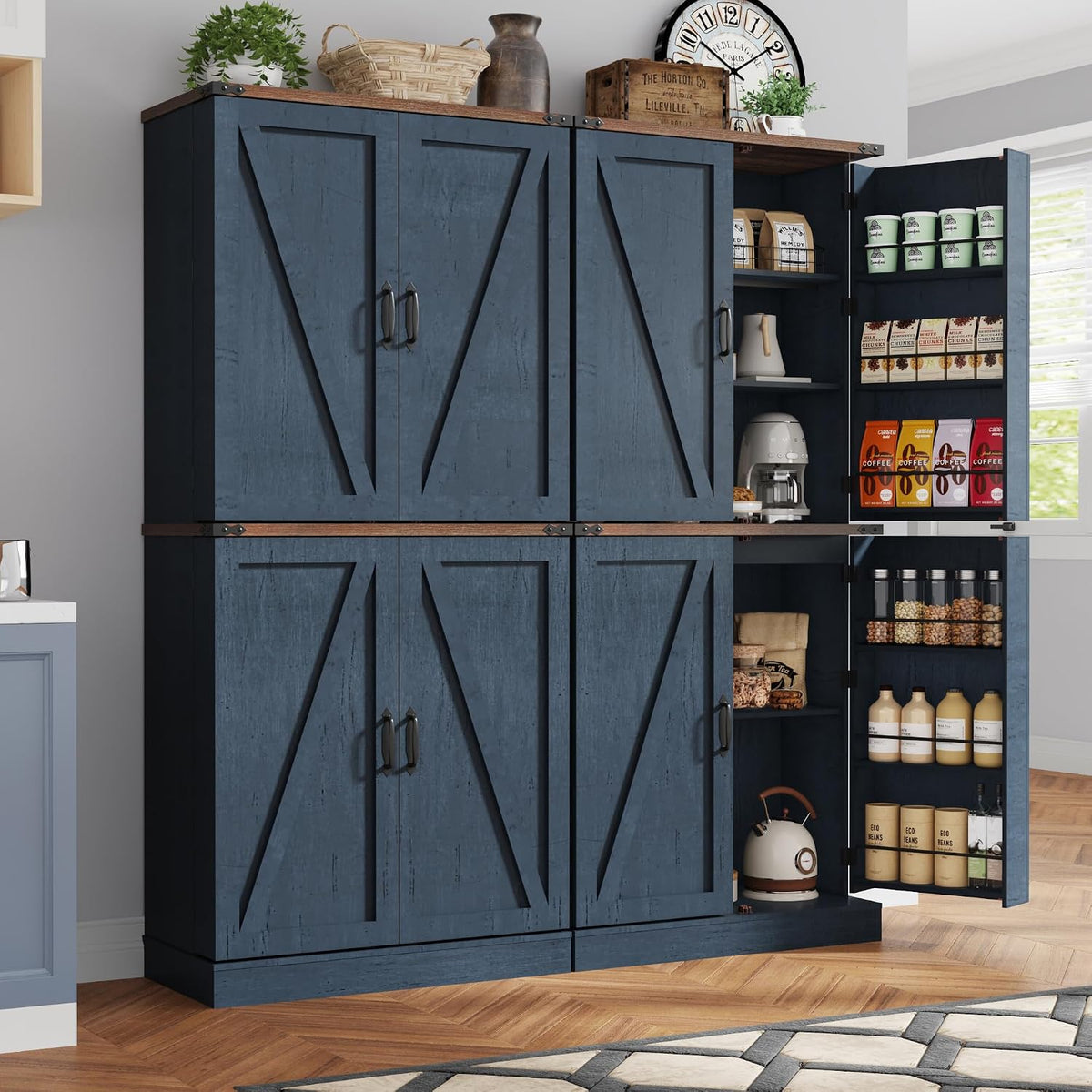 Farmhouse Tall Kitchen Pantry Storage Cabinet