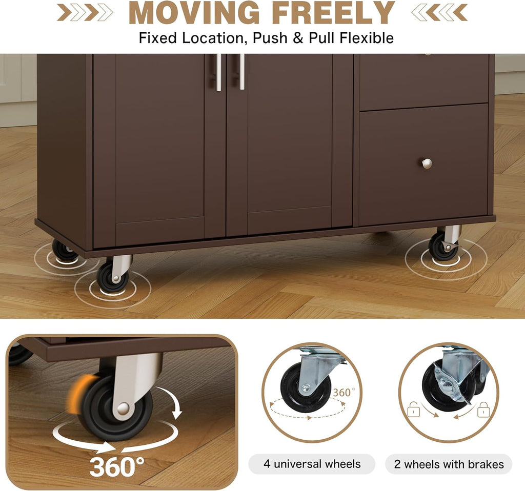 Rolling Kitchen Island With Drop‑Leaf Storage