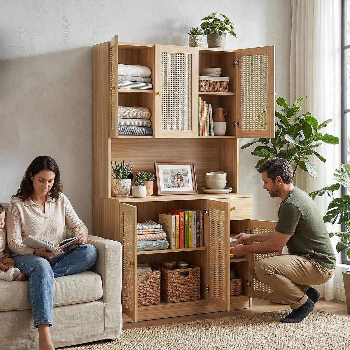 Tall Freestanding Kitchen Pantry Storage Cabinet