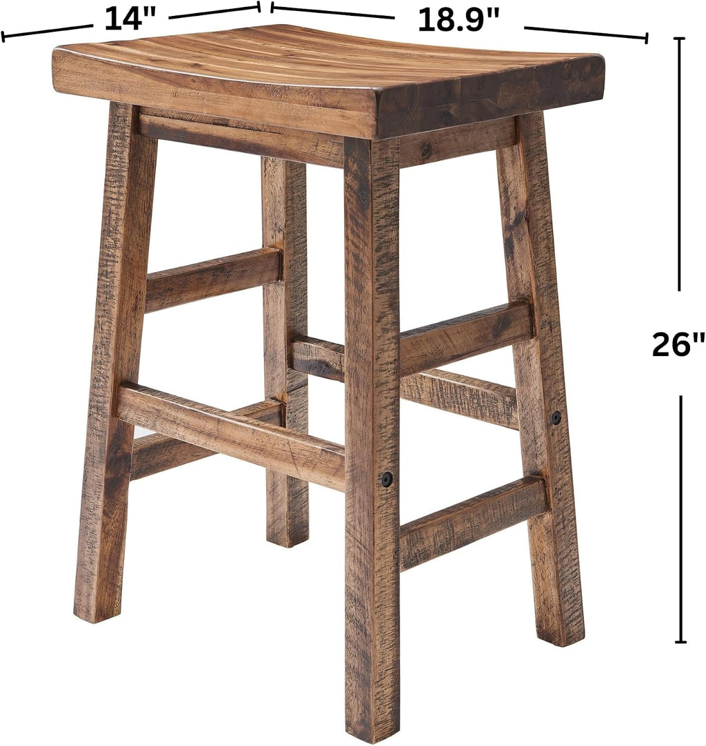 Rustic Solid Wood Counter Bar Stool