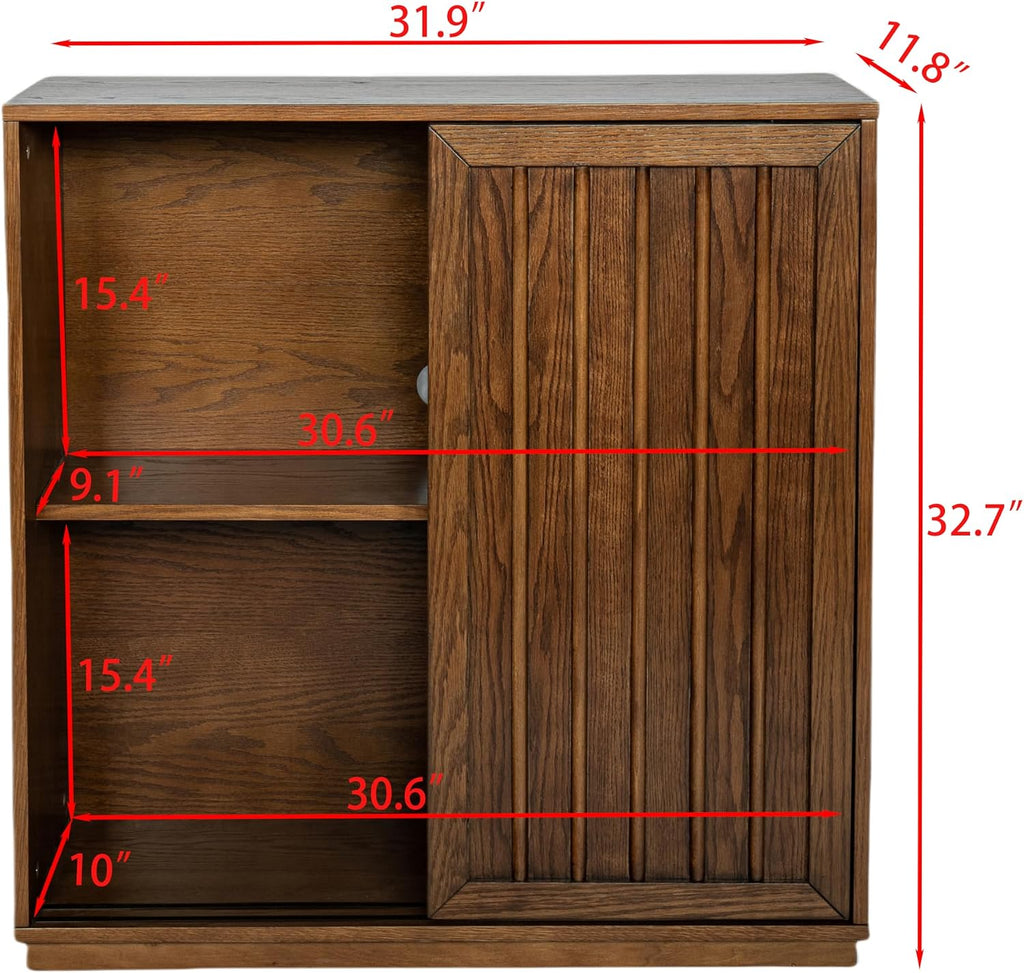 Mid‑Century Walnut Storage Sideboard Buffet Cabinet