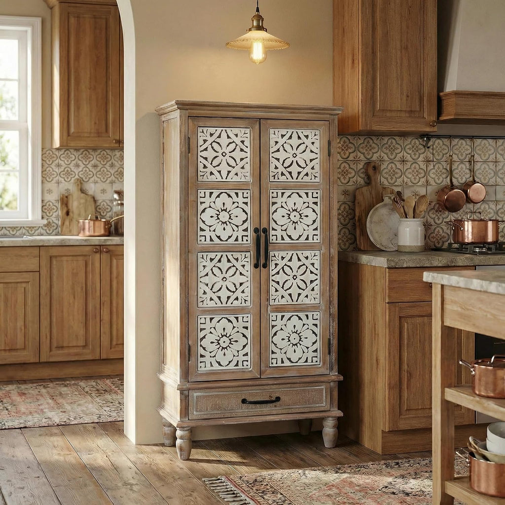 Solid Wood Tall Kitchen Pantry Cabinet