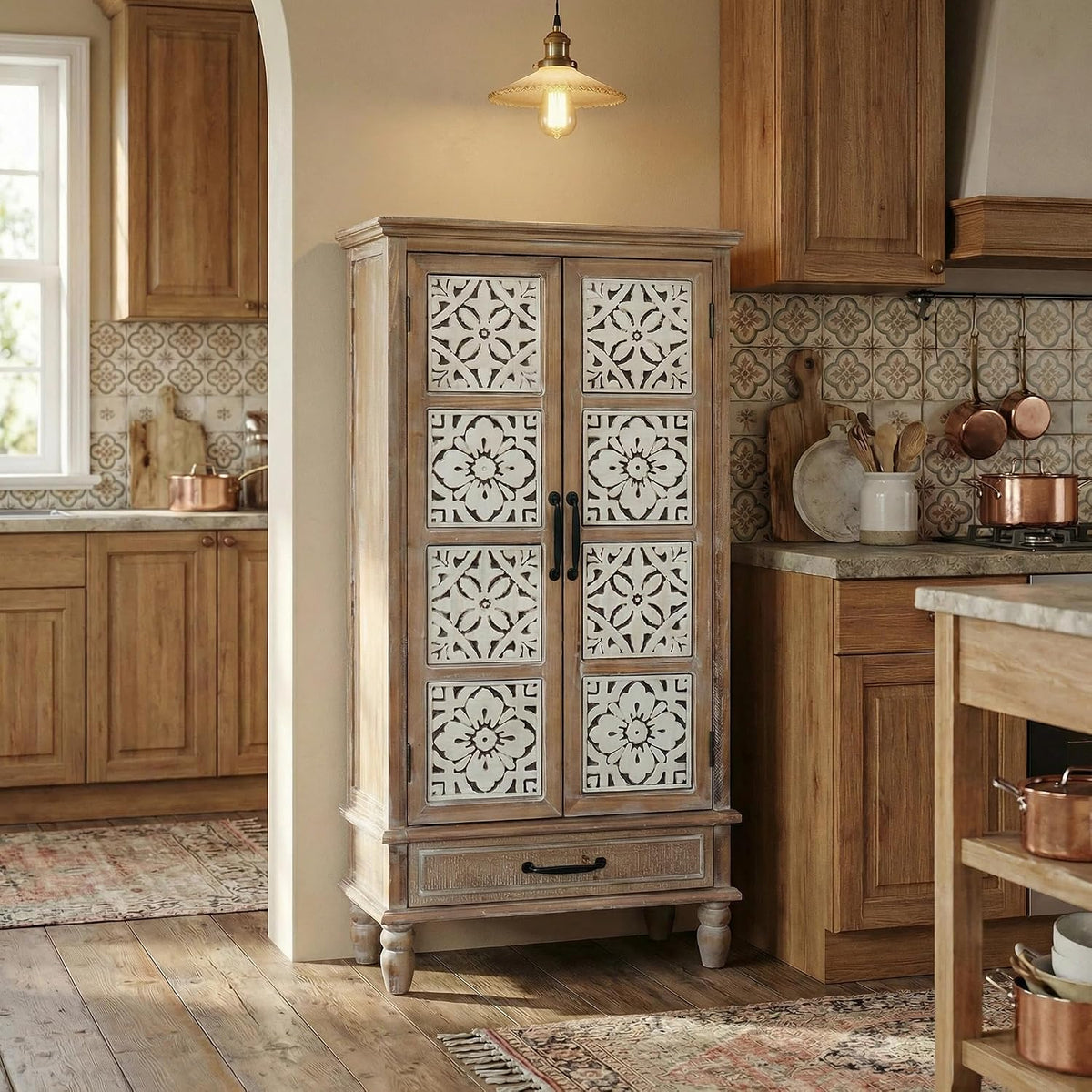 Solid Wood Tall Kitchen Pantry Cabinet