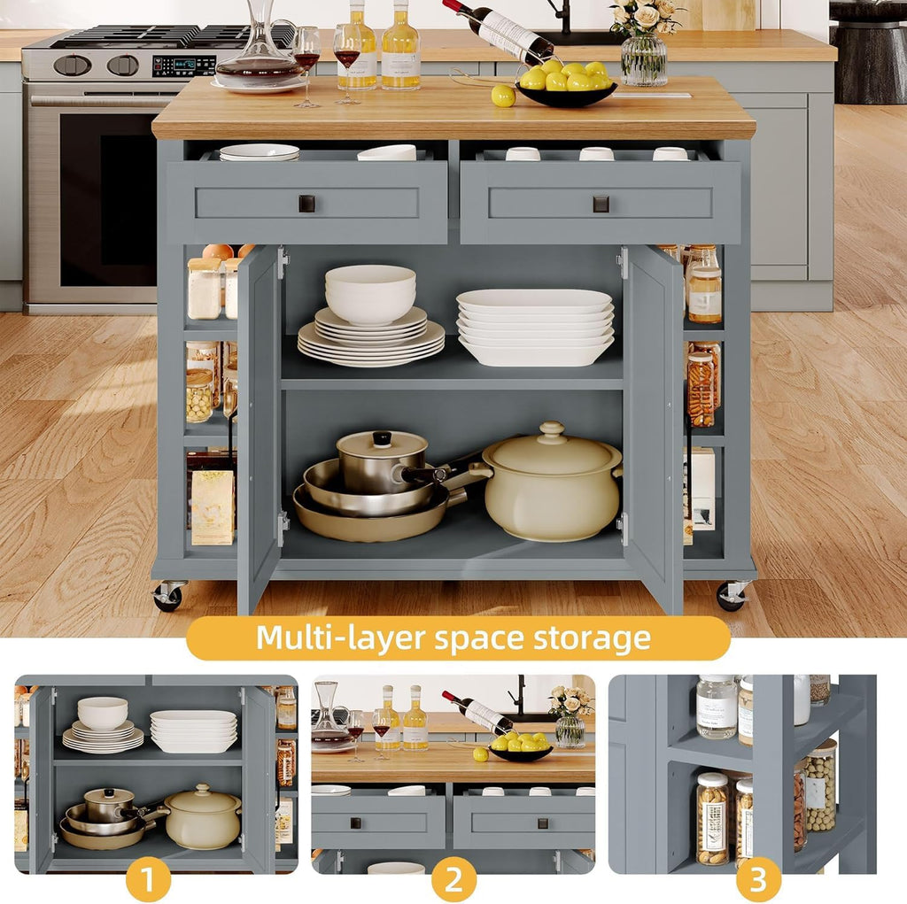 Rolling Kitchen Island Cart With Drop Leaf