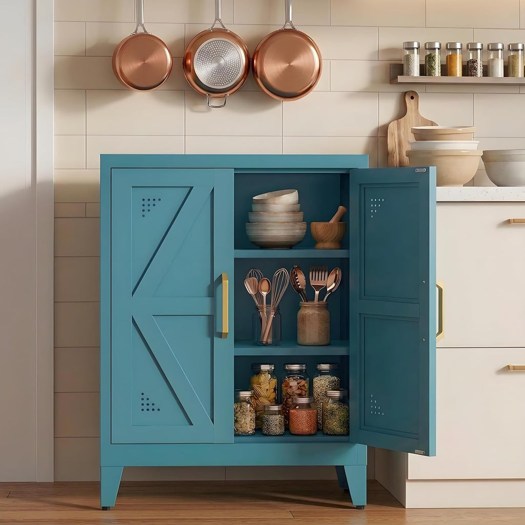 Freestanding Short Kitchen Pantry Storage Cabinet
