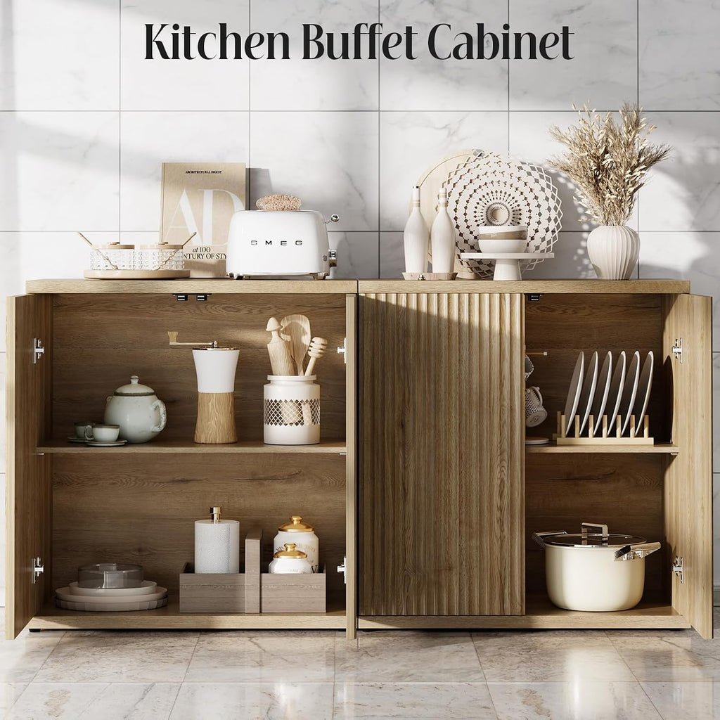 Fluted Sideboard Buffet Storage Cabinet