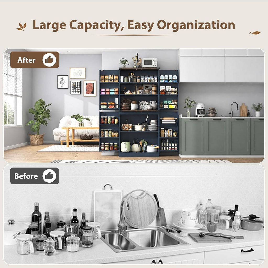 Farmhouse Tall Kitchen Pantry Storage Cabinet