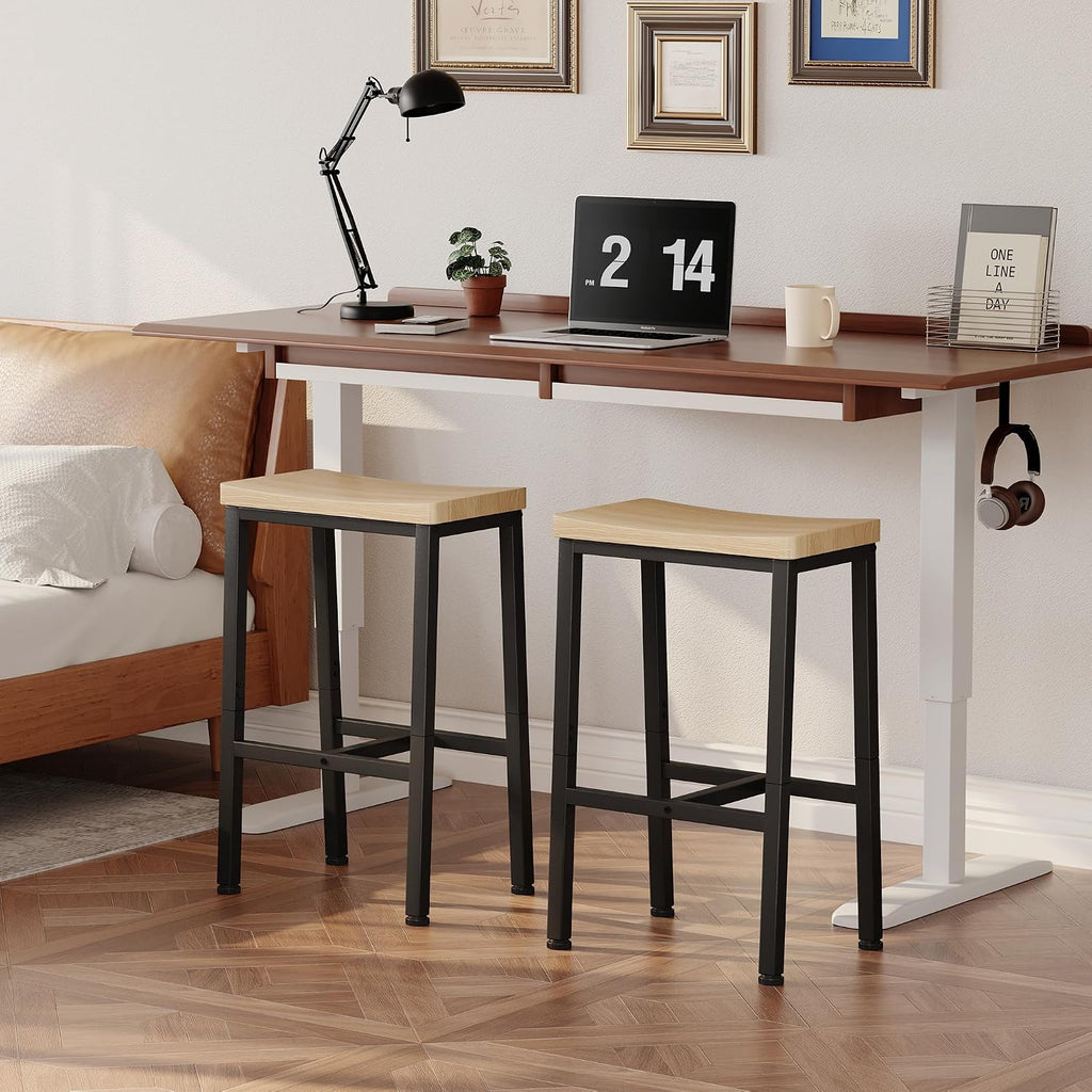 Industrial Counter‑Height Saddle Bar Stools Set