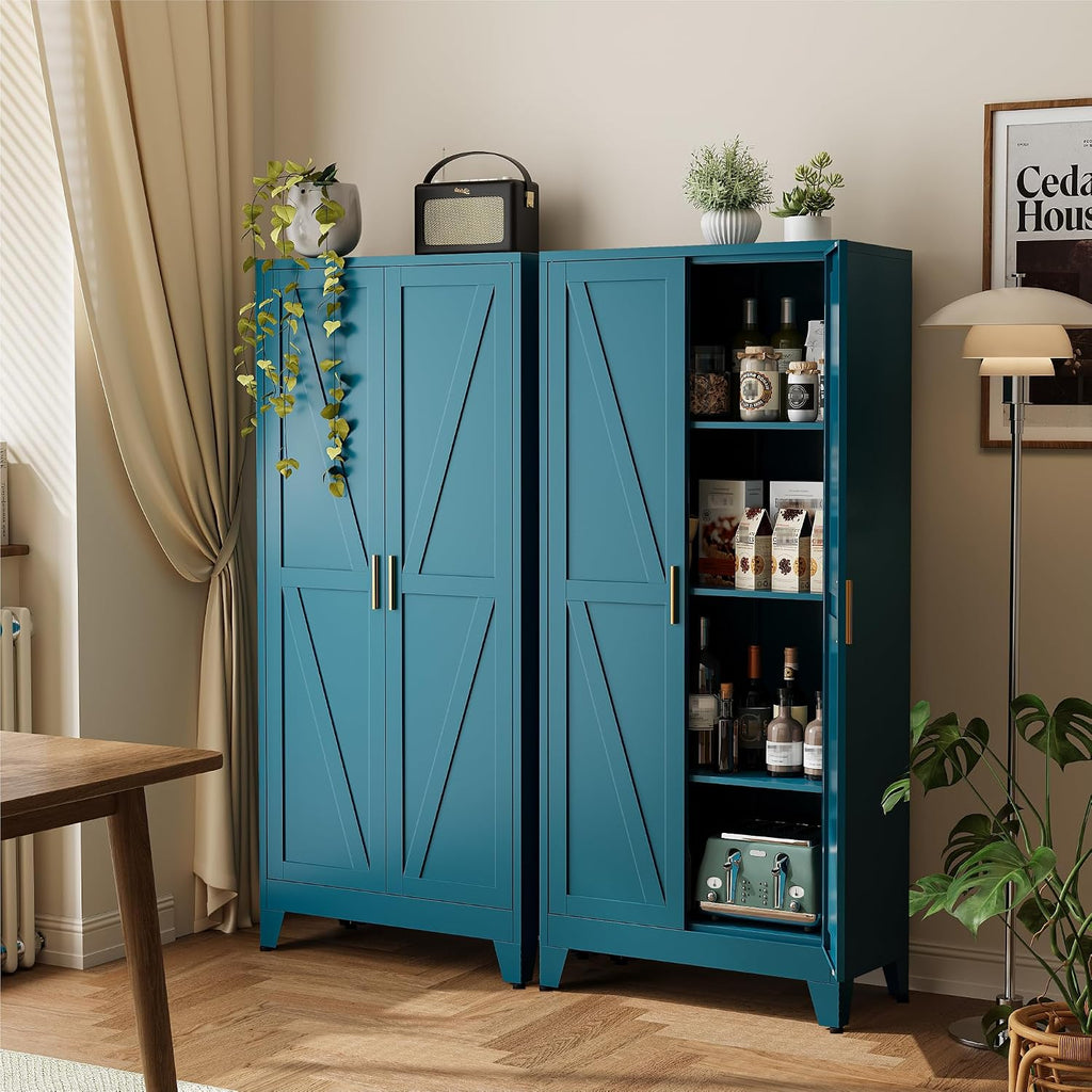 Farmhouse Metal Kitchen Pantry Storage Cabinet