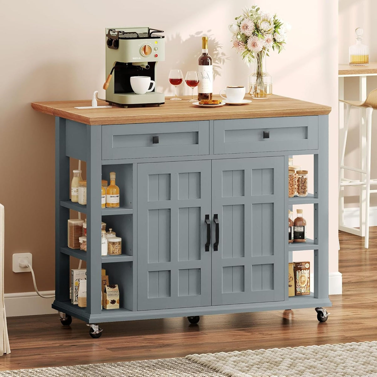 Rolling Kitchen Island Cart With Drop Leaf