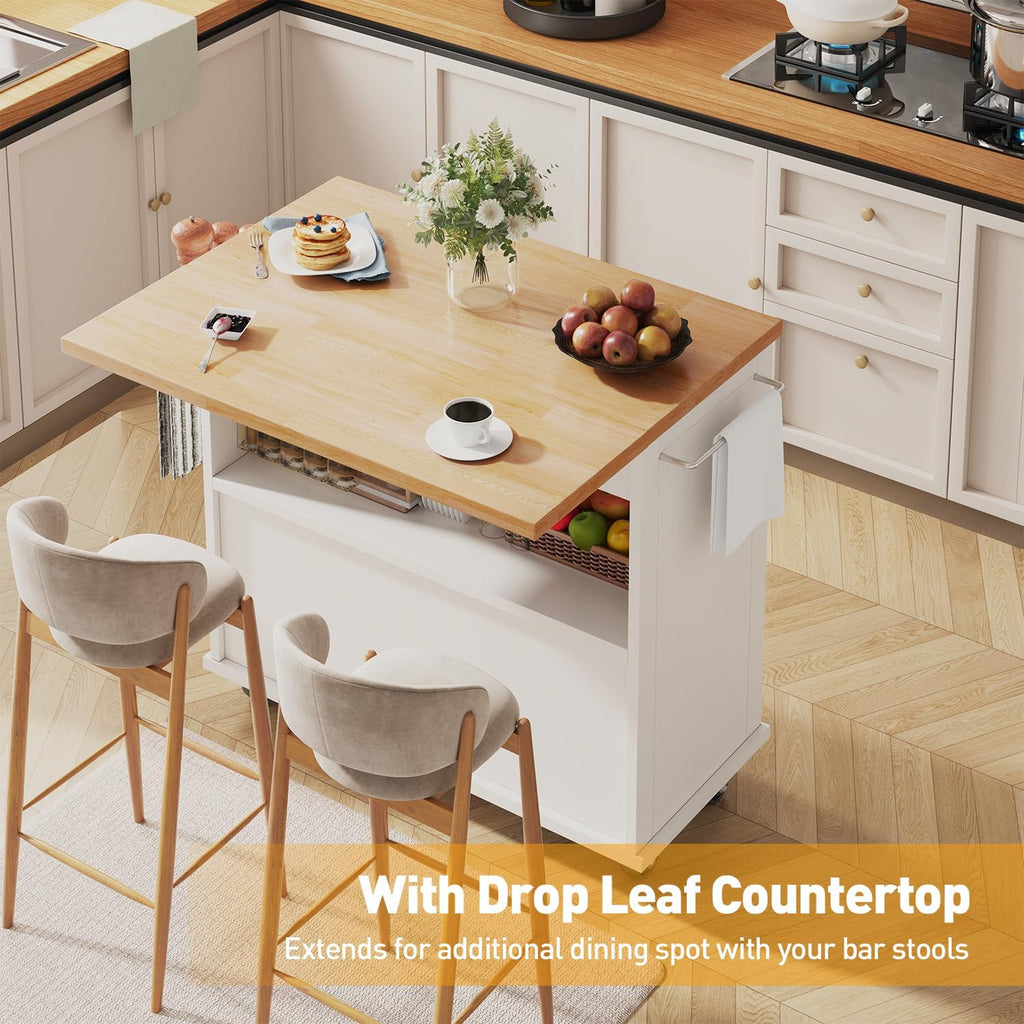 Rolling Kitchen Island With Drop‑Leaf Storage Bar