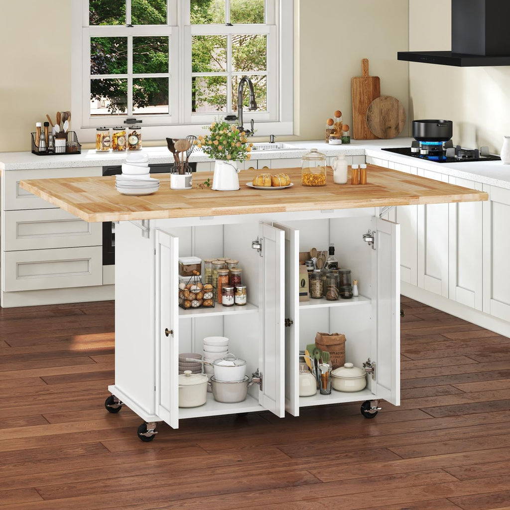 Rolling Kitchen Island With Drop‑Leaf Tabletop