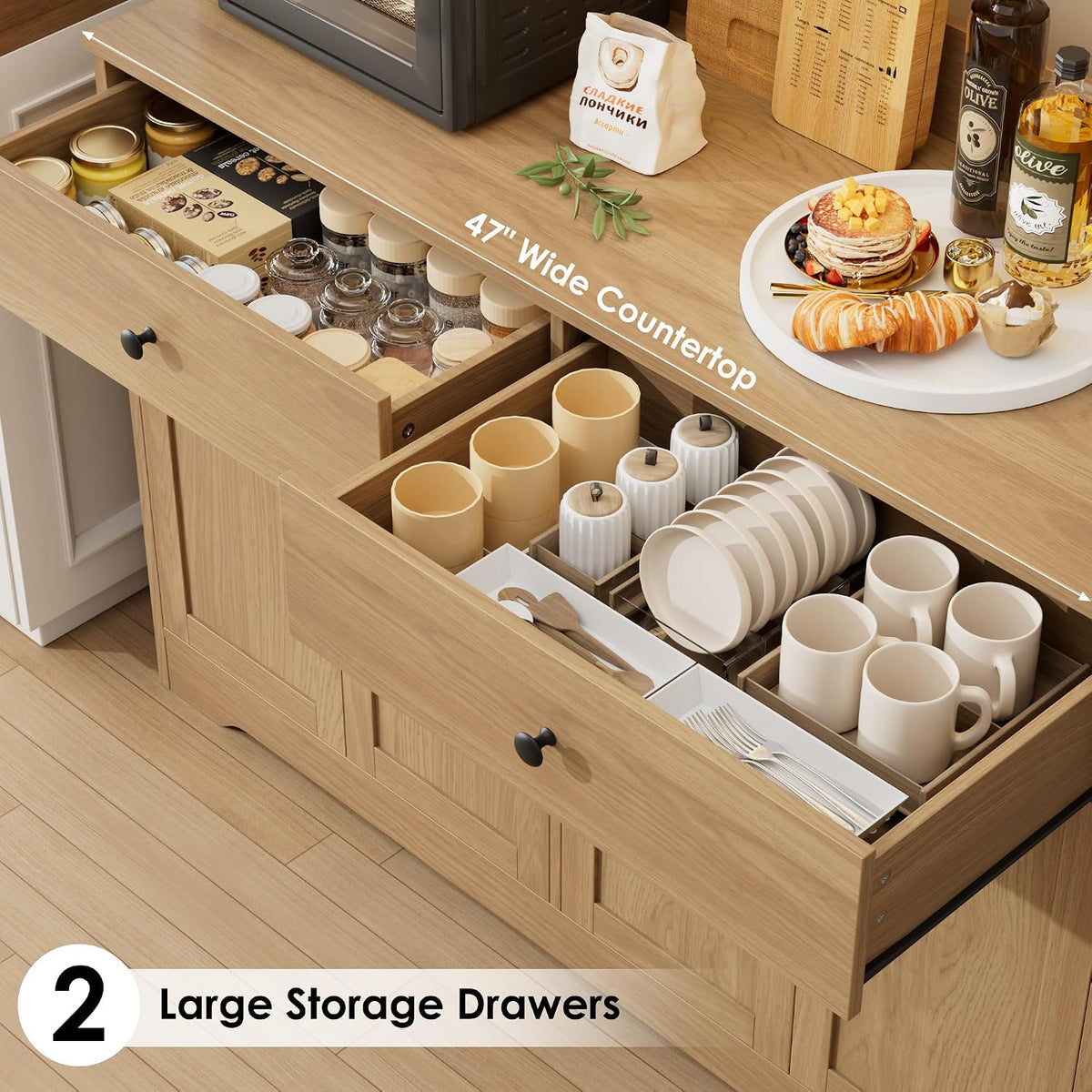 Tall LED Kitchen Pantry Storage Cabinet