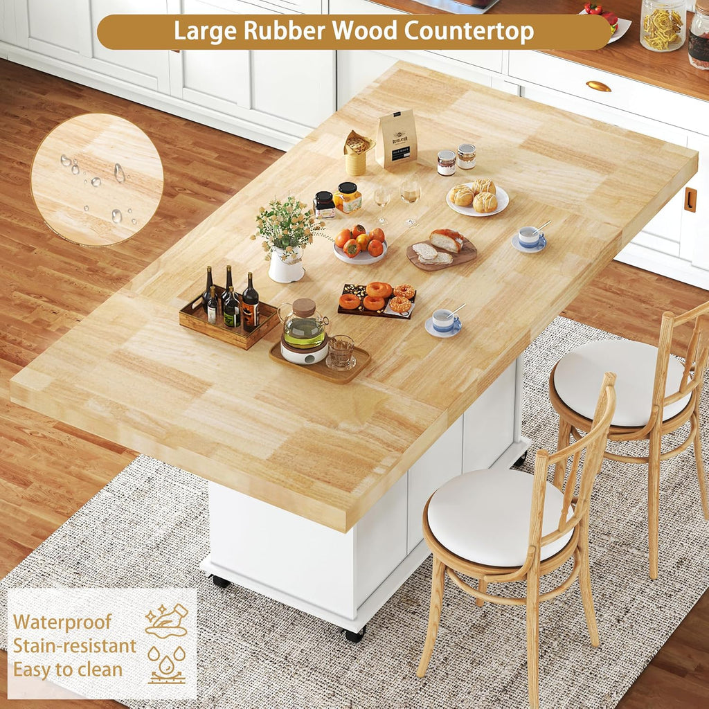 Rolling Kitchen Island With Drop‑Leaf Countertop