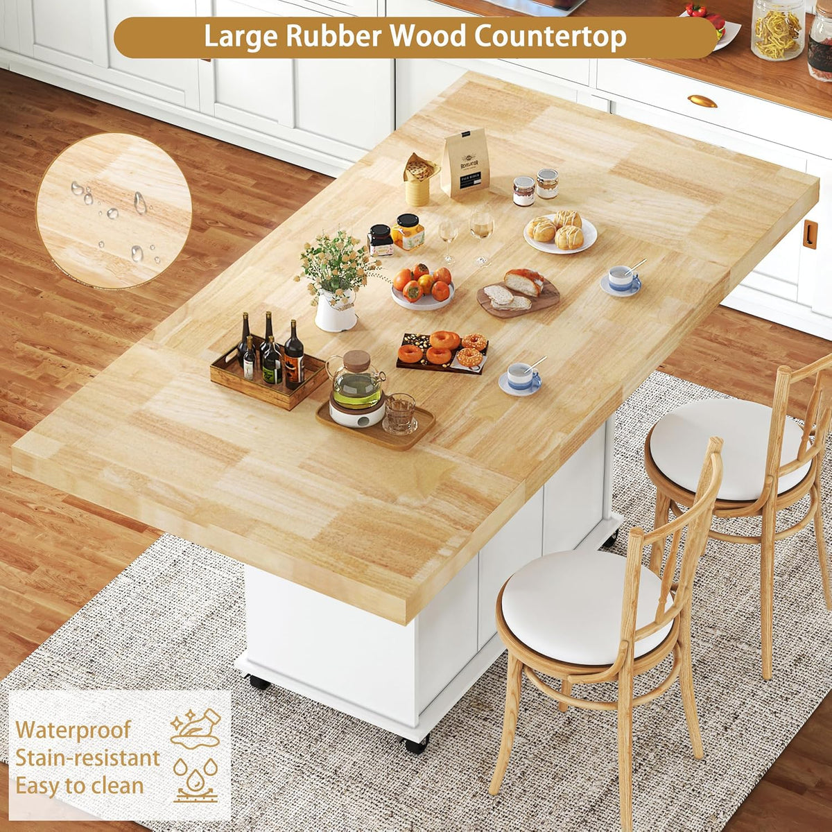Rolling Kitchen Island With Drop‑Leaf Countertop