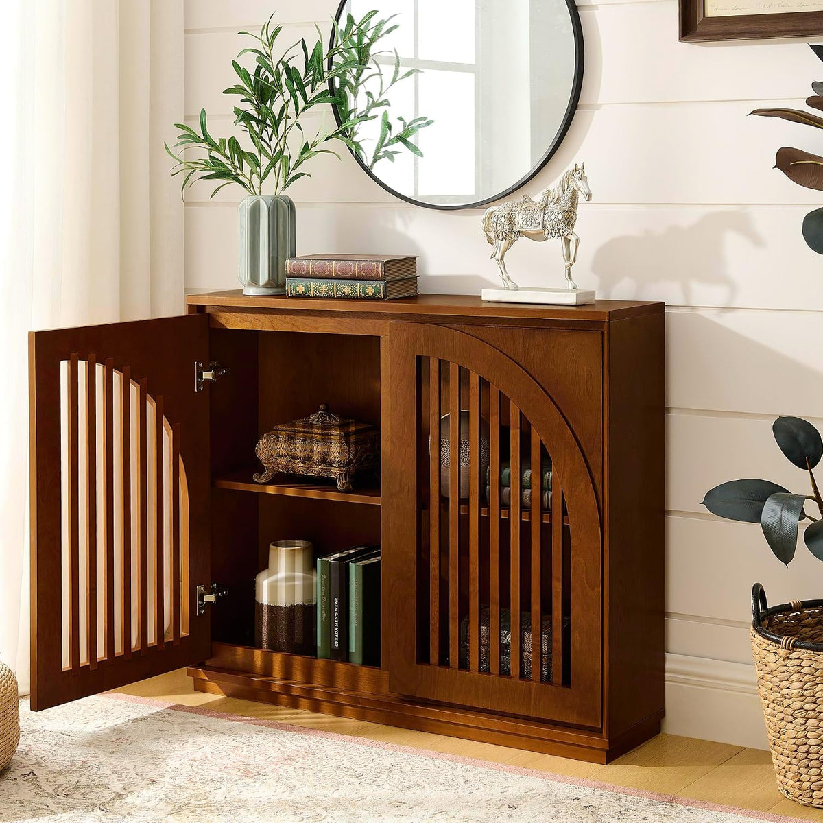 Mid‑Century Wooden Storage Sideboard Buffet Cabinet