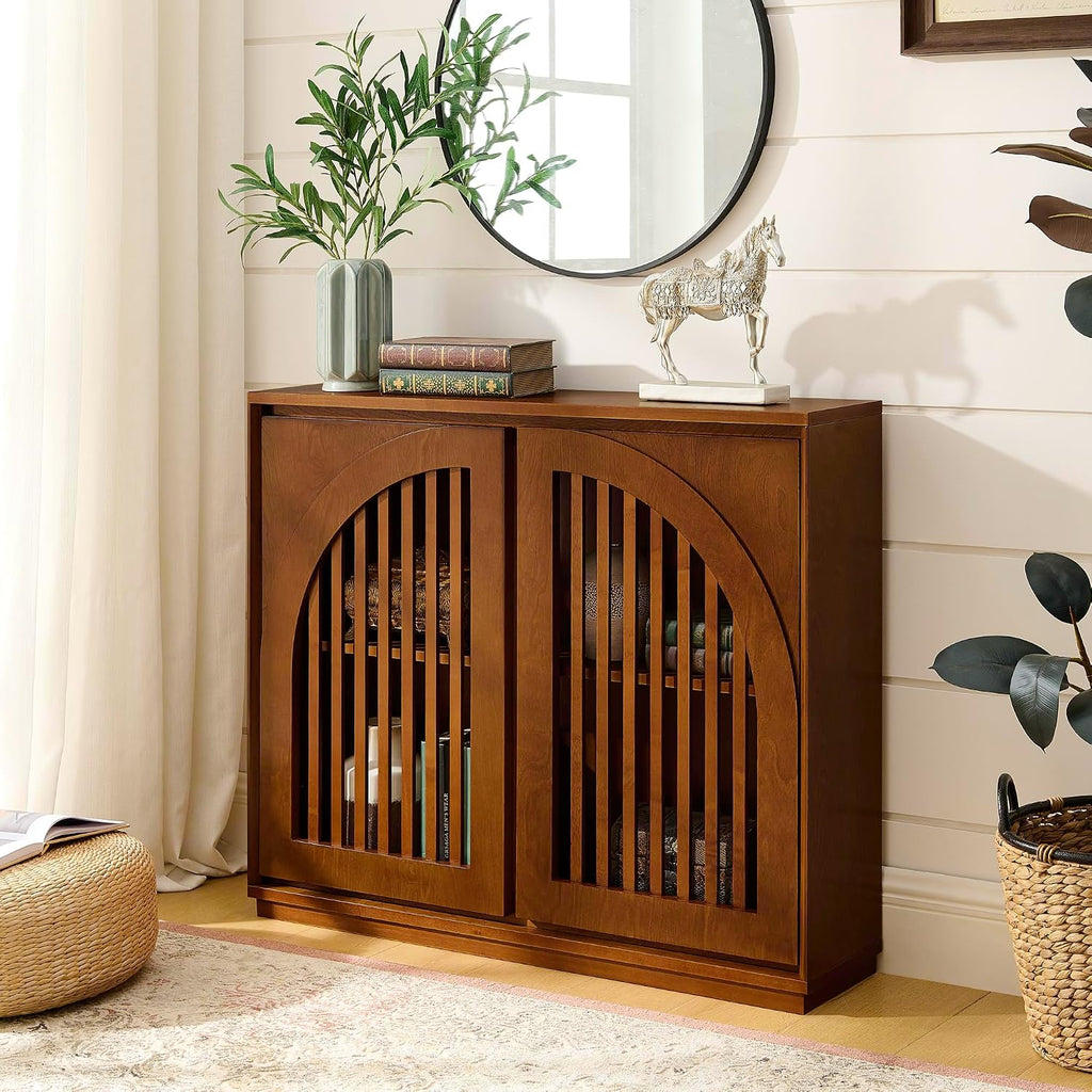 Mid‑Century Wooden Storage Sideboard Buffet Cabinet