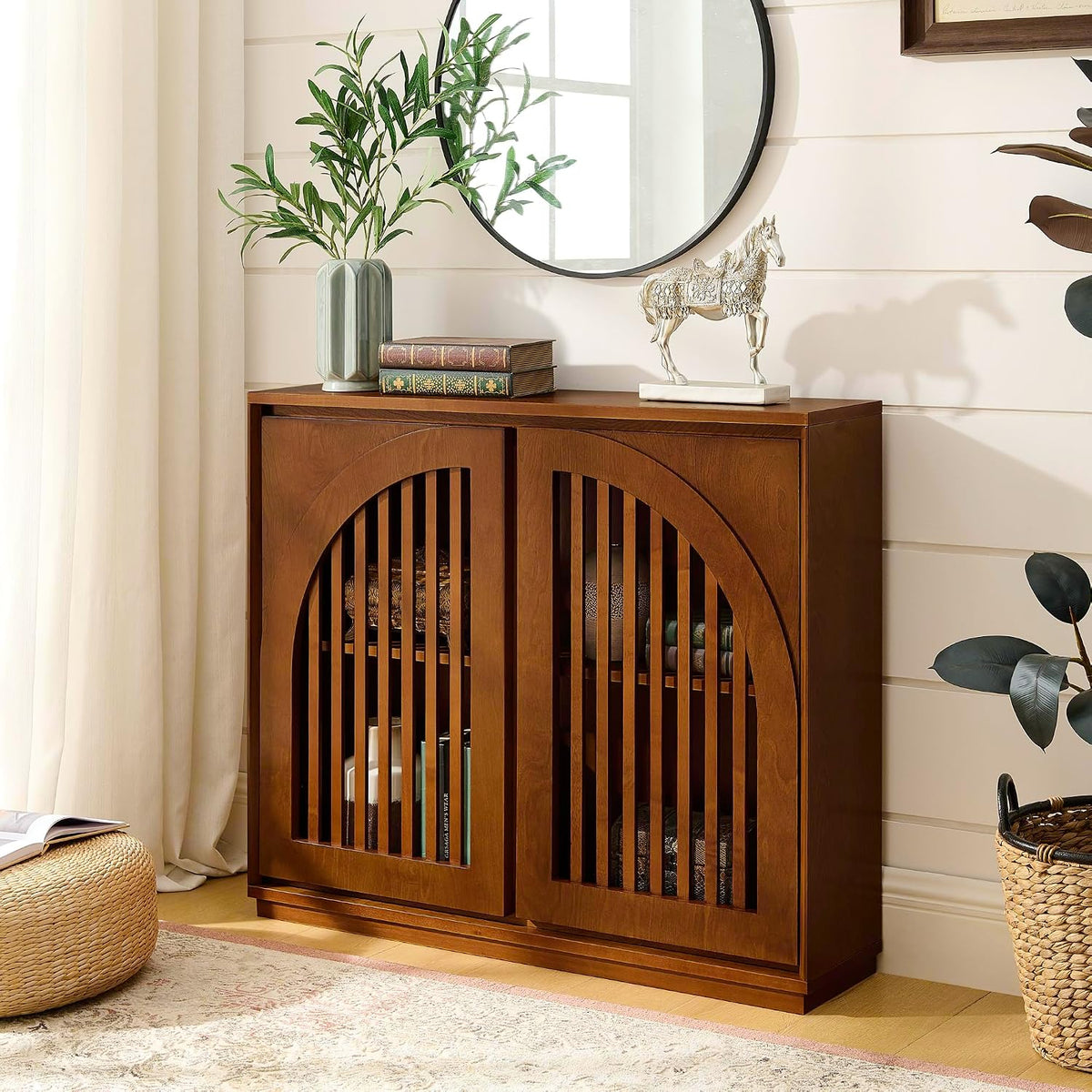 Mid‑Century Wooden Storage Sideboard Buffet Cabinet
