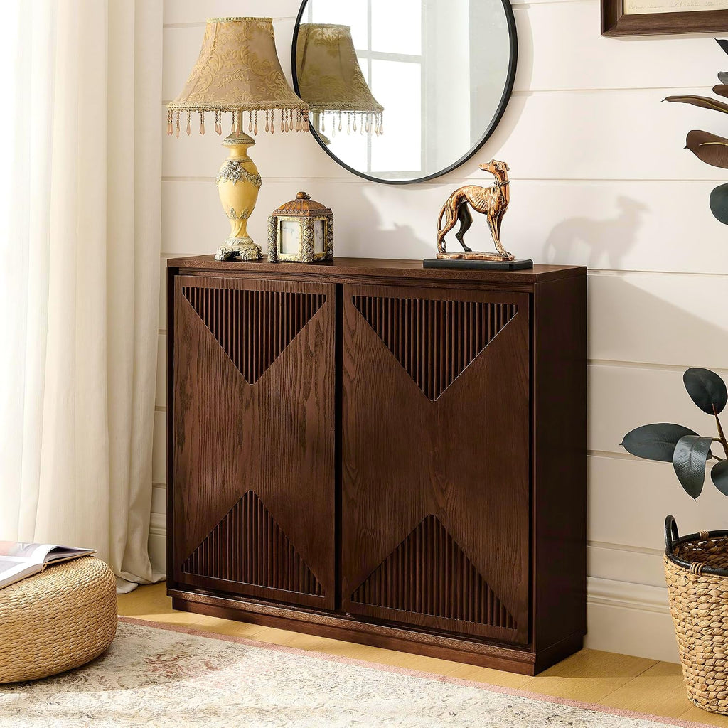 Narrow Wooden Storage Sideboard Buffet Cabinet