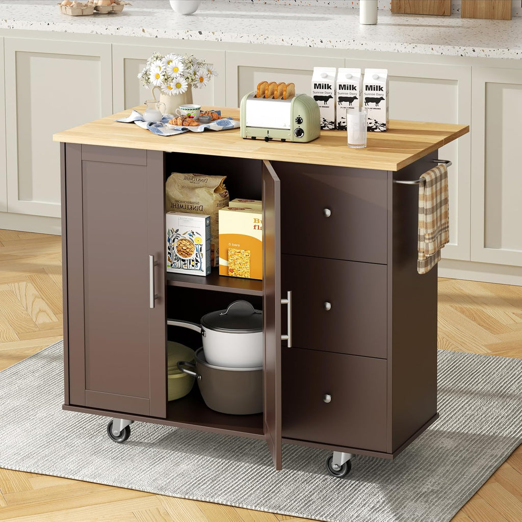 Rolling Kitchen Island With Drop‑Leaf Storage