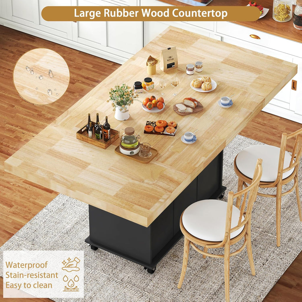 Rolling Kitchen Island With Drop‑Leaf Countertop