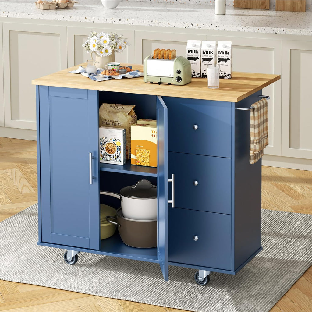 Rolling Kitchen Island With Drop‑Leaf Storage