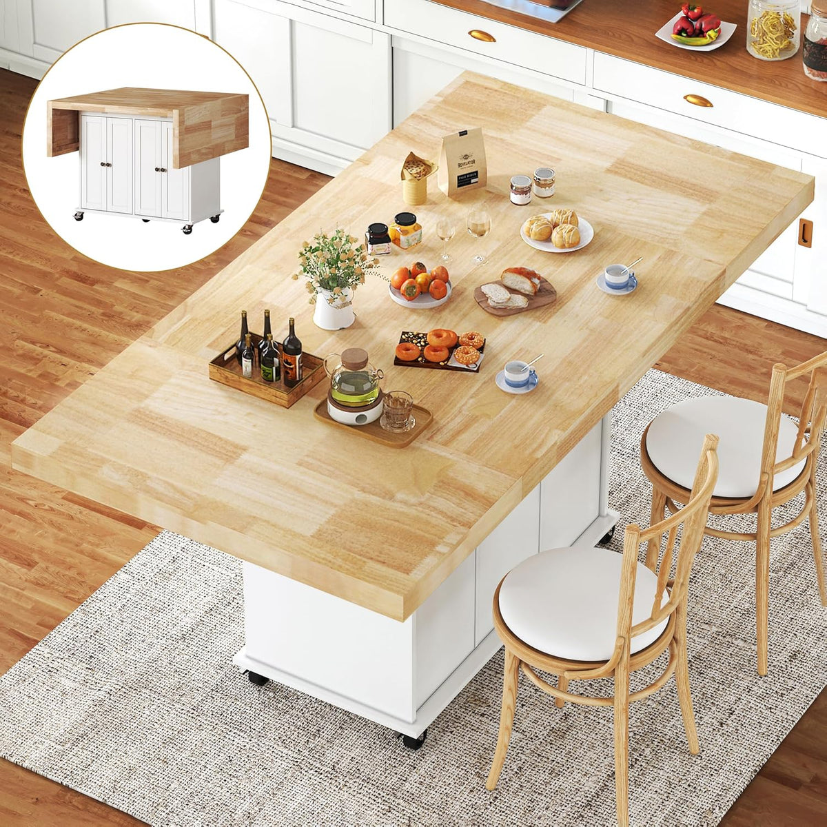 Rolling Kitchen Island With Drop‑Leaf Countertop