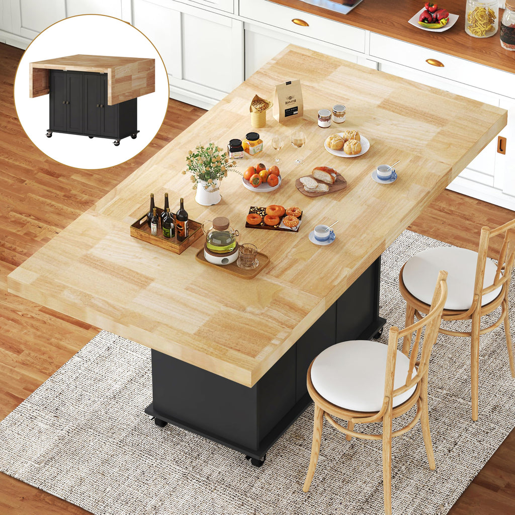 Rolling Kitchen Island With Drop‑Leaf Countertop