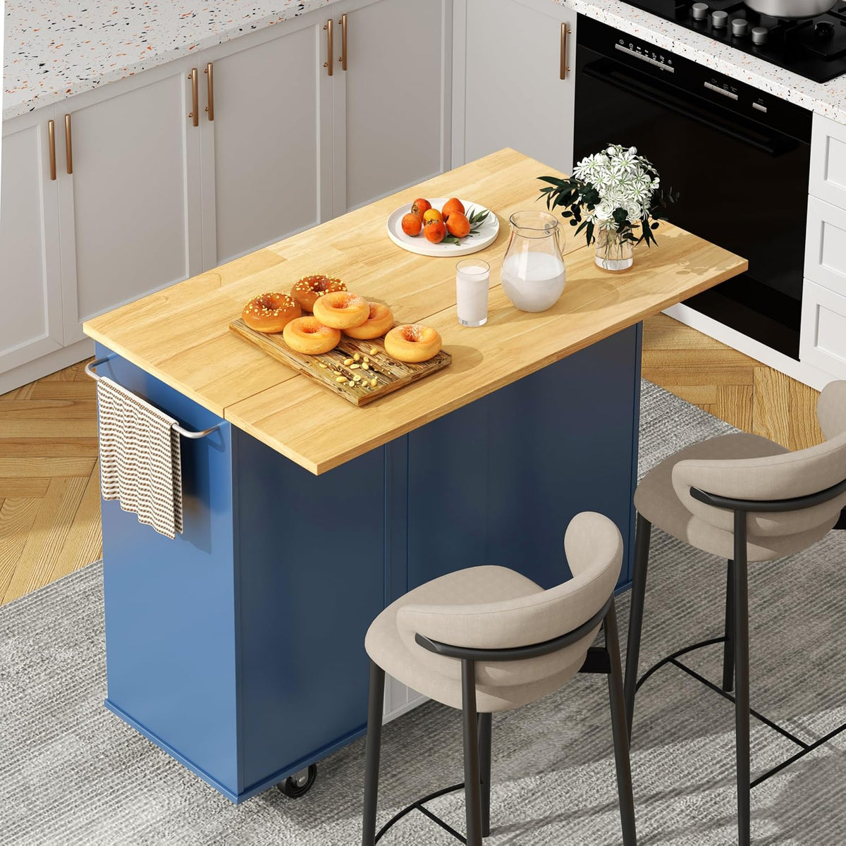 Rolling Kitchen Island With Drop‑Leaf Storage